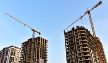 tower cranes action construction site